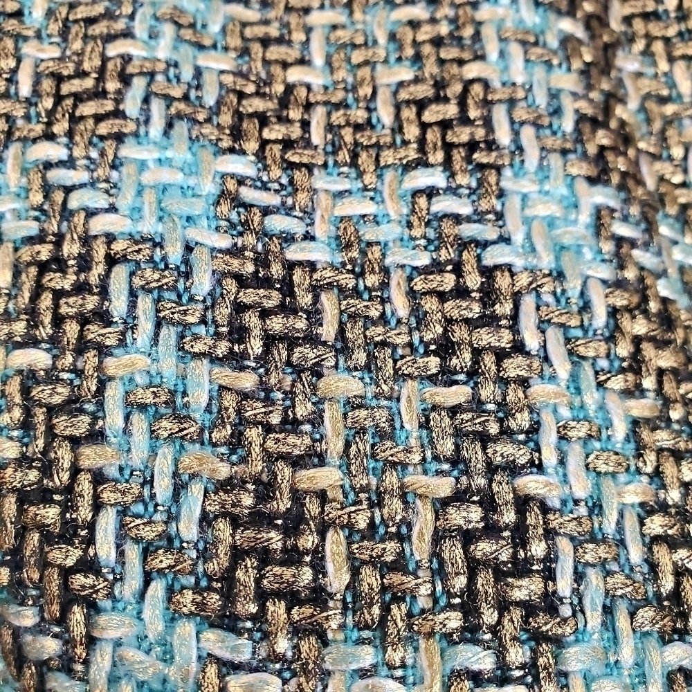 Chico's Gold & Blue Woven Zip Blazer Jacket - Picture 5 of 9